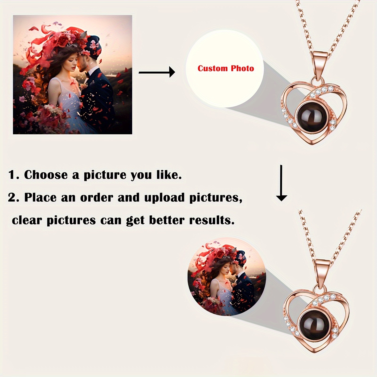 Customized Projection Copper Necklace Love Cross Pendant
